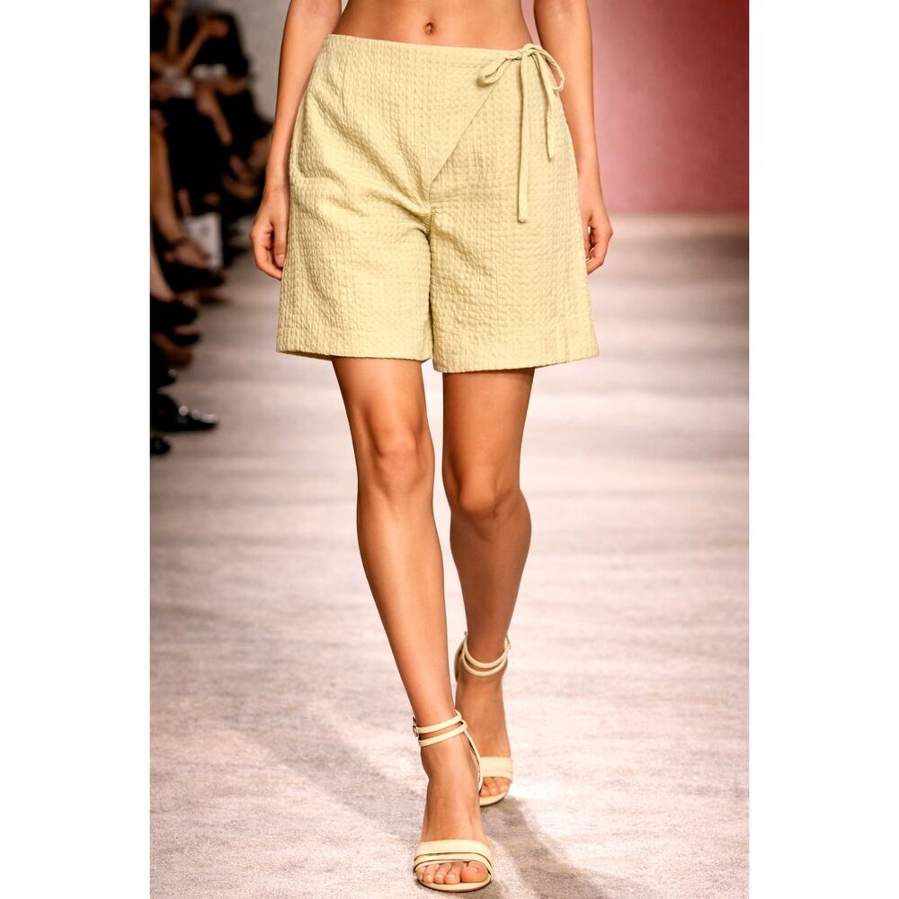 Free People Pucker Check Wrap Around Shorts Washed Sage S